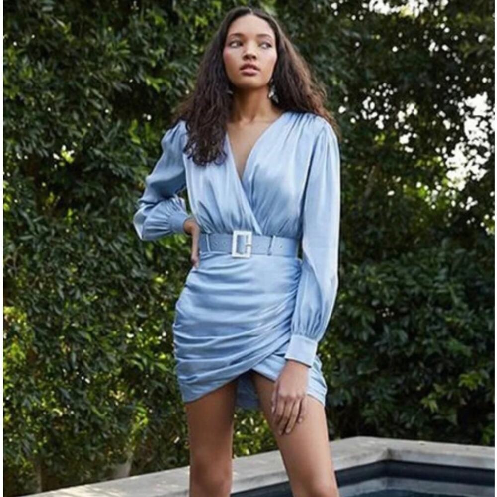 NWT Song of Style Tucker Mini Dress in Clearwater Blue Sz. S